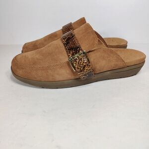 Vionic Women’s Darla Suede Brown Mules  Comfort Slip On Casual Shoe Size 8.5
